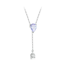 Load image into Gallery viewer, 925 Sterling Silver Elegant Lily Of The Valley Tassel Water Drop Pendant with Cubic Zirconia and Necklace