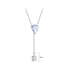 Load image into Gallery viewer, 925 Sterling Silver Elegant Lily Of The Valley Tassel Water Drop Pendant with Cubic Zirconia and Necklace