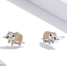 Load image into Gallery viewer, 925 Sterling Silver Simple Cute Enamel Sloth Stud Earrings