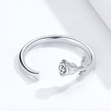 Load image into Gallery viewer, 925 Sterling Silver Simple Temperament Rose Geometric Adjustable Open Ring