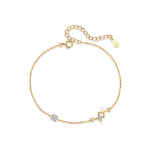 Load image into Gallery viewer, 925 Sterling Silver Plated Gold Simple Fashion Cross Bracelet with Cubic Zirconia