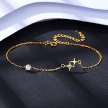 Load image into Gallery viewer, 925 Sterling Silver Plated Gold Simple Fashion Cross Bracelet with Cubic Zirconia
