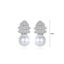 Load image into Gallery viewer, Fashion Simple Christmas Tree White Imitation Pearl Stud Earrings with Cubic Zirconia