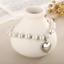 Load image into Gallery viewer, Fashion Romantic 316L Stainless Steel Heart Imitation Pearl Beaded Bracelet