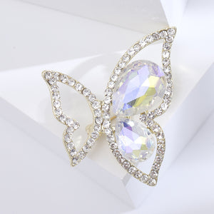 Fashion Temperament Plated Gold Hollow Butterfly Brooch with Cubic Zirconia