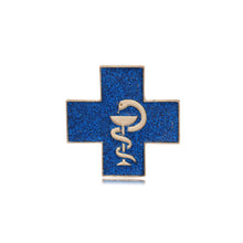 Load image into Gallery viewer, Personalized Fashion Plated Gold Snake Cup Pattern Blue Cross Brooch