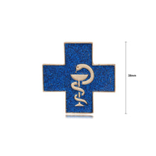 Load image into Gallery viewer, Personalized Fashion Plated Gold Snake Cup Pattern Blue Cross Brooch