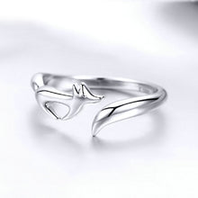 Load image into Gallery viewer, 925 Sterling Silver Simple Cute Fox Adjustable Open Ring