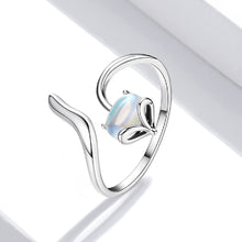 Load image into Gallery viewer, 925 Sterling Silver Fashion Cute Fox Moonstone Adjustable Open Ring