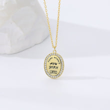 Load image into Gallery viewer, 925 Sterling Silver Plated Gold Simple Fashion English Alphabet Geometric Oval Pendant with Cubic Zirconia and Necklace