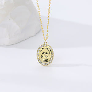 925 Sterling Silver Plated Gold Simple Fashion English Alphabet Geometric Oval Pendant with Cubic Zirconia and Necklace