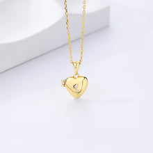 Load image into Gallery viewer, 925 Sterling Silver Plated Gold Simple Romantic Heart Pendant with Cubic Zirconia and Necklace