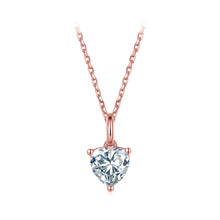 Load image into Gallery viewer, 925 Sterling Silver Plated Rose Gold Simple Romantic Heart-Shaped Cubic Zirconia Pendant with Necklace