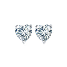 Load image into Gallery viewer, 925 Sterling Silver Simple Romantic Heart Cubic Zirconia Stud Earrings