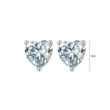 Load image into Gallery viewer, 925 Sterling Silver Simple Romantic Heart Cubic Zirconia Stud Earrings