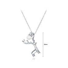 Load image into Gallery viewer, 925 Sterling Silver Simple Cute Elk Imitation Pearl Pendant with Necklace