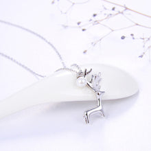 Load image into Gallery viewer, 925 Sterling Silver Simple Cute Elk Imitation Pearl Pendant with Necklace