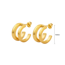 Load image into Gallery viewer, Fashion Simple Plated Gold 316L Stainless Steel Double Layer C-Shape Geometric Stud Earrings