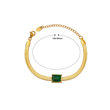 Load image into Gallery viewer, Simple Personality Plated Gold 316L Stainless Steel Geometric Square Green Cubic Zirconia Chain Bracelet