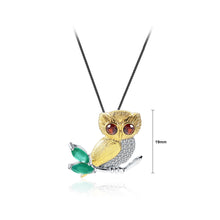 Load image into Gallery viewer, 925 Sterling Silver Fashion Cute Owl Garnet Pendant with Cubic Zirconia and Necklace