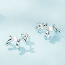 Load image into Gallery viewer, 925 Sterling Silver Simple Cute Balloon Dog Imitation Pearl Stud Earrings