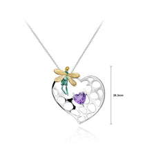 Load image into Gallery viewer, 925 Sterling Silver Fashion Creative Elf Hollow Heart Pendant with Amethyst and Necklace