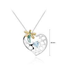 Load image into Gallery viewer, 925 Sterling Silver Fashion Creative Elf Hollow Heart Pendant with Blue Topaz and Necklace