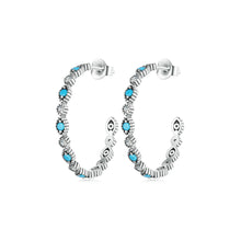 Load image into Gallery viewer, 925 Sterling Silver Personalized Creative Devil&#39;s Eye Imitation Turquoise Geometric Circle Stud Earrings with cubic Zirconia