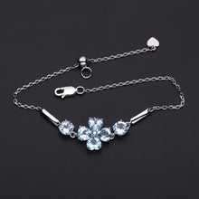 Load image into Gallery viewer, 925 Sterling Silver Fashionable Four-Leafed Clover Blue Topaz Bracelet