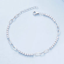 Load image into Gallery viewer, 925 Sterling Silver Simple Fashion Geometric Mosaic Chain Bracelet with Cubic Zirconia