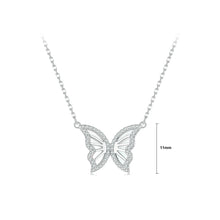 Load image into Gallery viewer, 925 Sterling Silver Fashion Simple Butterfly Shell Pendant with Cubic Zirconia and Necklace
