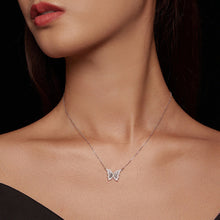 Load image into Gallery viewer, 925 Sterling Silver Fashion Simple Butterfly Shell Pendant with Cubic Zirconia and Necklace