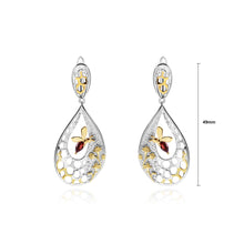 Load image into Gallery viewer, 925 Sterling Silver Fashion Creative Gold Bee Honeycomb Geometric Earrings with Garnet