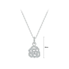 Load image into Gallery viewer, 925 Sterling Silver Romantic Fashion Hollow Rose Pendant with Cubic Zirconia and Necklace