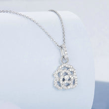 Load image into Gallery viewer, 925 Sterling Silver Romantic Fashion Hollow Rose Pendant with Cubic Zirconia and Necklace