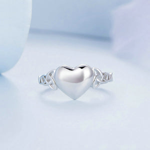 925 Sterling Silver Simple Fashion Heart Braided Geometric Adjustable Open Ring