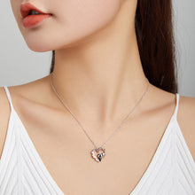Load image into Gallery viewer, 925 Sterling Silver Simple Cute Panda Heart Pendant with Cubic Zirconia and Necklace