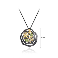 Load image into Gallery viewer, 925 Sterling Silver Plated Black Fashion Temperament Golden Flower Butterfly Pendant with Peridot and Necklace