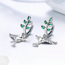 Load image into Gallery viewer, 925 Sterling Silver Fashion Temperament Hummingbird Leaf Earrings with Cubic Zirconia