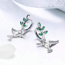 Load image into Gallery viewer, 925 Sterling Silver Fashion Temperament Hummingbird Leaf Earrings with Cubic Zirconia