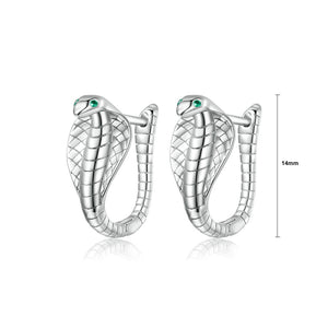 925 Sterling Silver Fashion Personalized Cobra Stud Earrings with Cubic Zirconia