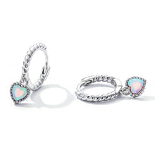 Load image into Gallery viewer, 925 Sterling Silver Fashion Simple Heart Opal Twist Circle Geometric Earrings
