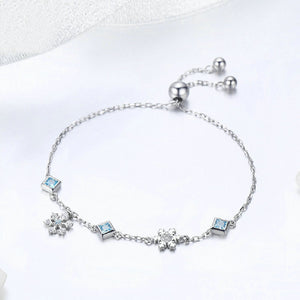 925 Sterling Silver Fashion Romantic Snowflake Cube Bracelet with Cubic Zirconia