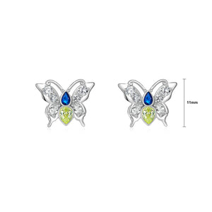 925 Sterling Silver Simple Fashion Butterfly Stud Earrings with Cubic Zirconia