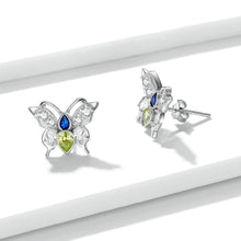 Load image into Gallery viewer, 925 Sterling Silver Simple Fashion Butterfly Stud Earrings with Cubic Zirconia