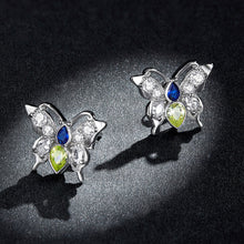 Load image into Gallery viewer, 925 Sterling Silver Simple Fashion Butterfly Stud Earrings with Cubic Zirconia