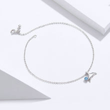 Load image into Gallery viewer, 925 Sterling Silver Simple Fashion Mermaid Tail Geometric Blue Cubic Zirconia Anklet