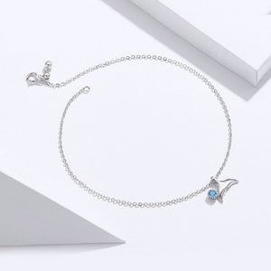925 Sterling Silver Simple Fashion Mermaid Tail Geometric Blue Cubic Zirconia Anklet