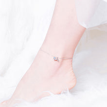 Load image into Gallery viewer, 925 Sterling Silver Simple Fashion Mermaid Tail Geometric Blue Cubic Zirconia Anklet