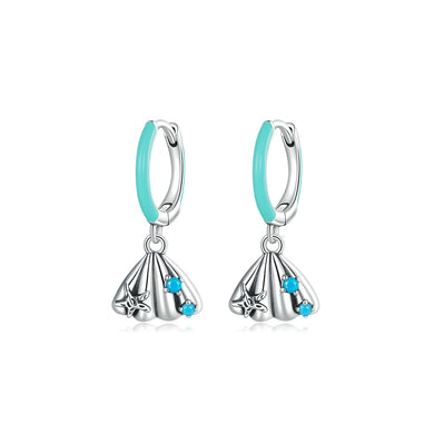 925 Sterling Silver Fashion Temperament Starfish Shell Geometric Earrings with Cubic Zirconia